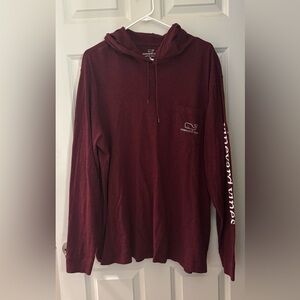 Vineyard Vines Men’s 100% Cotton Lightweight Hoodie in Red, Size XL